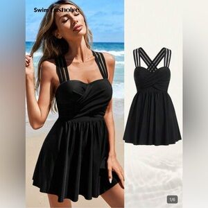 Black Strappy Swim Dress -